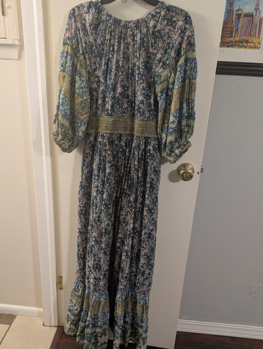 Free People Blue and Green Border Floral Maxi Dress - Picture 6 of 7